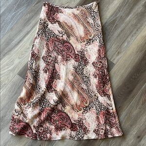 Brooks Brothers Silk Maxi Skirt in Red and Cream Paisley